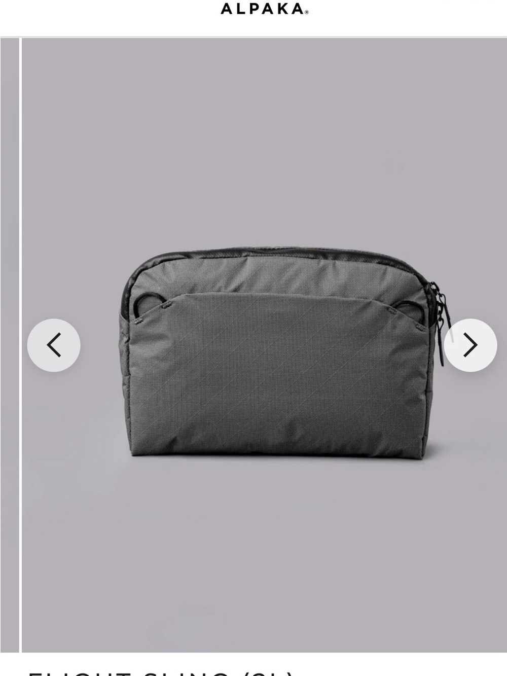 NWOT Alpaka Flight Sling Bag — Charcoal Gray